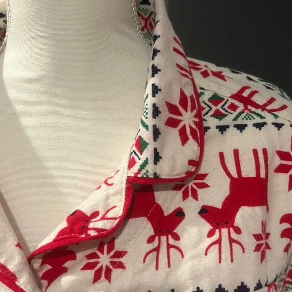 Hanna Andersson Dear Deer Holiday Flannel Scandinavian Night Shirt Nightgown M - Picture 3 of 12